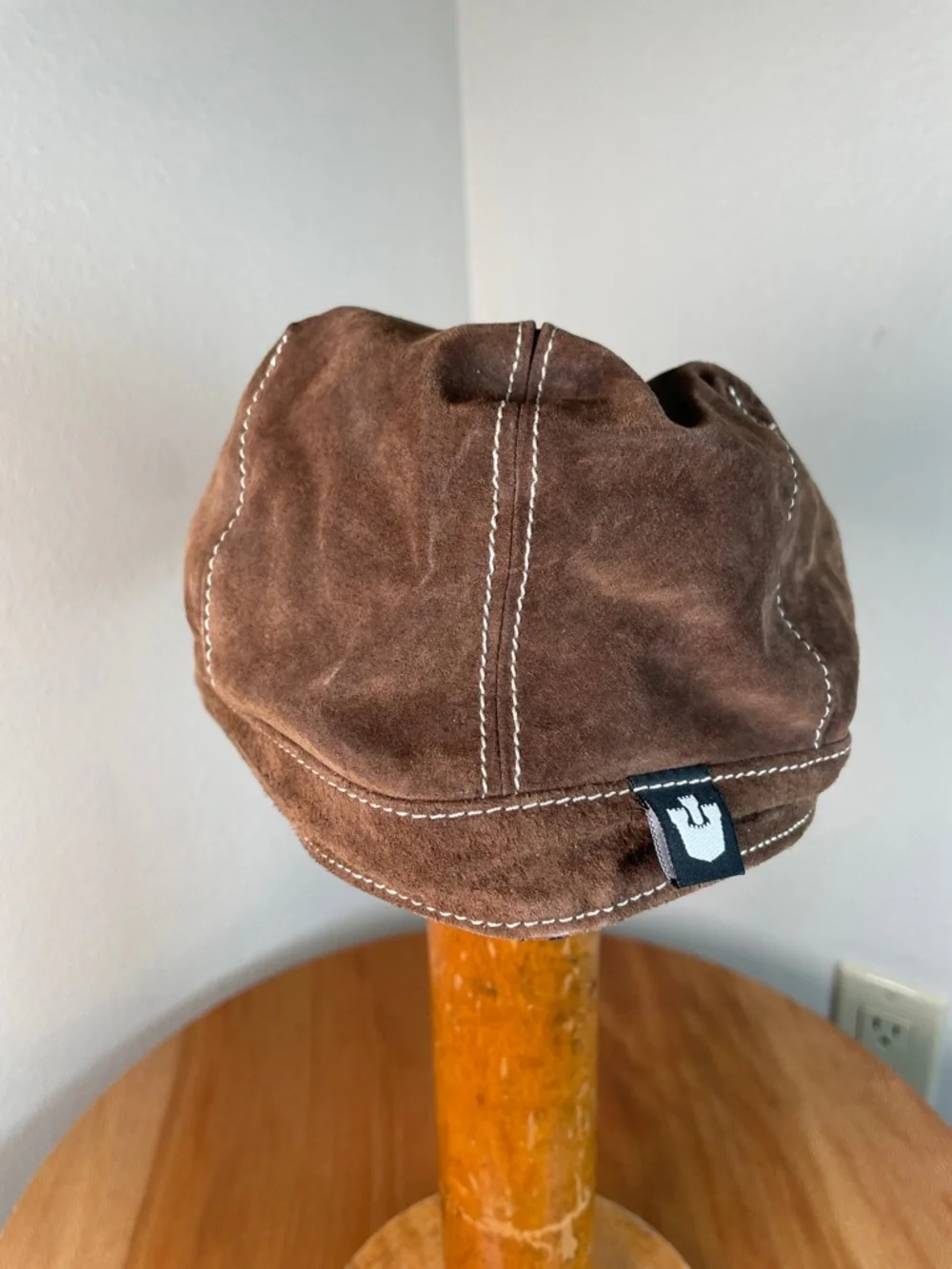 Goorin Brown Leather Flatcap Cap Cabbie Newsboy Size Medium